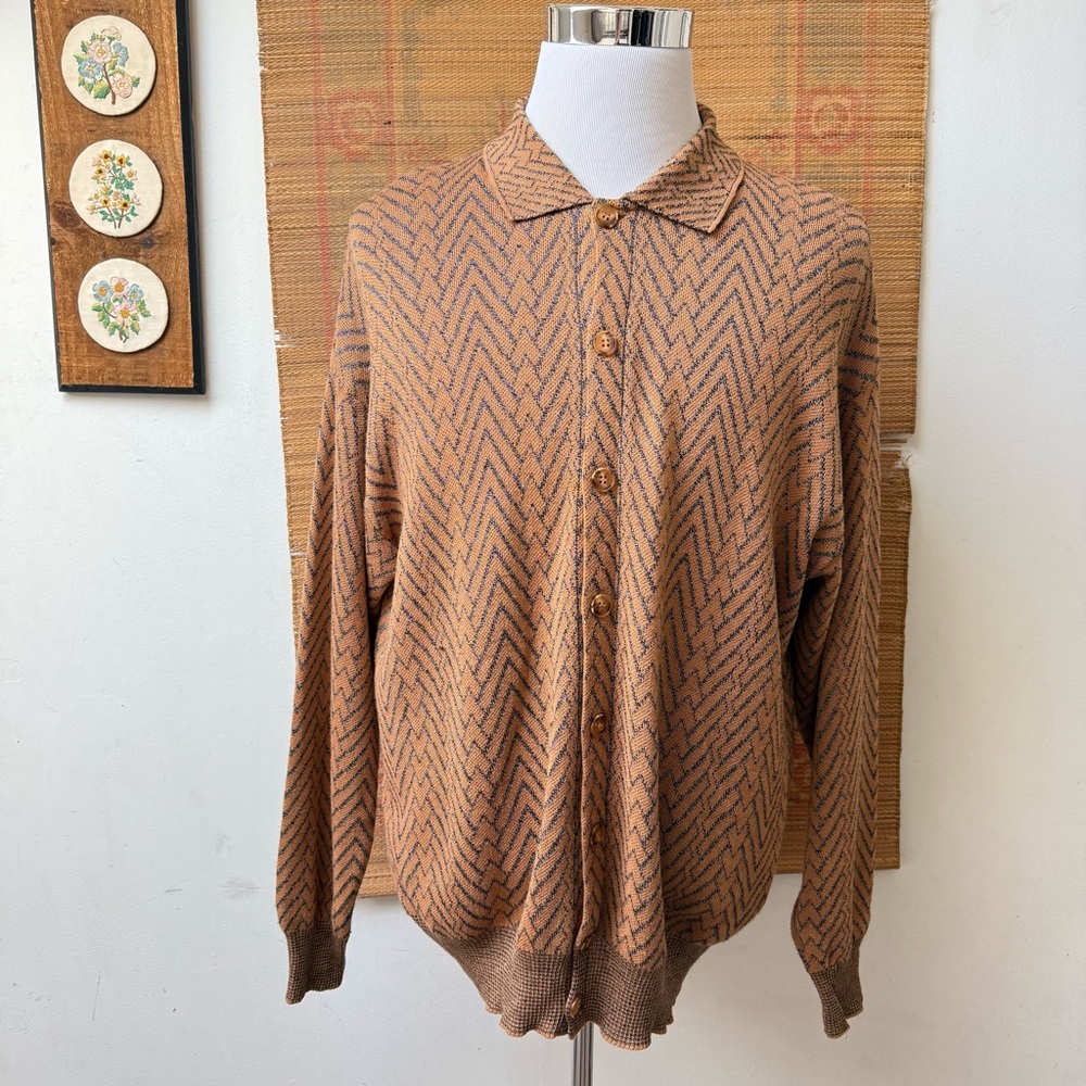 Vintage Chevron Cardigan Sweater Made In Italy